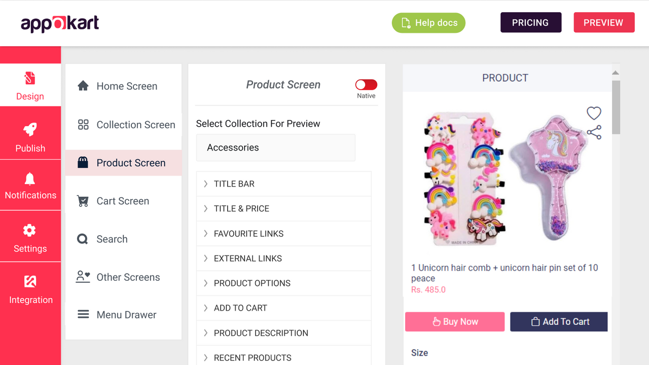 Products Screen