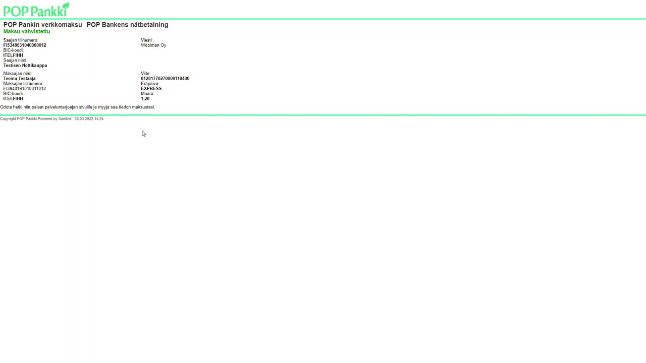 POP bank payment step 2