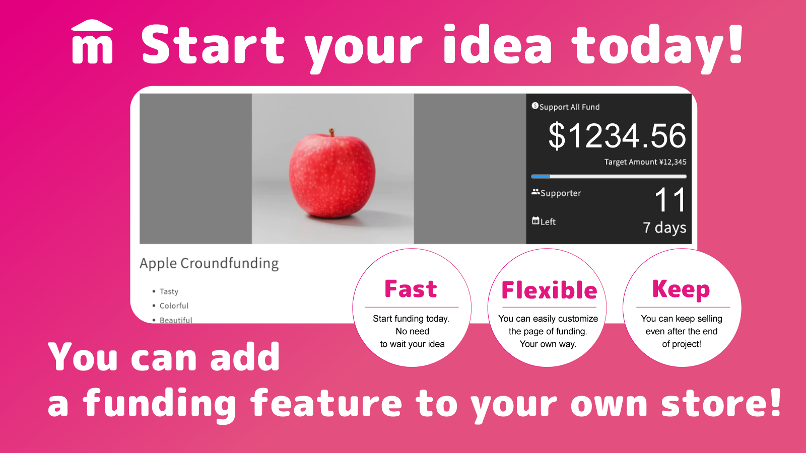 aanpasbare crowdfunding functie voor je winkel