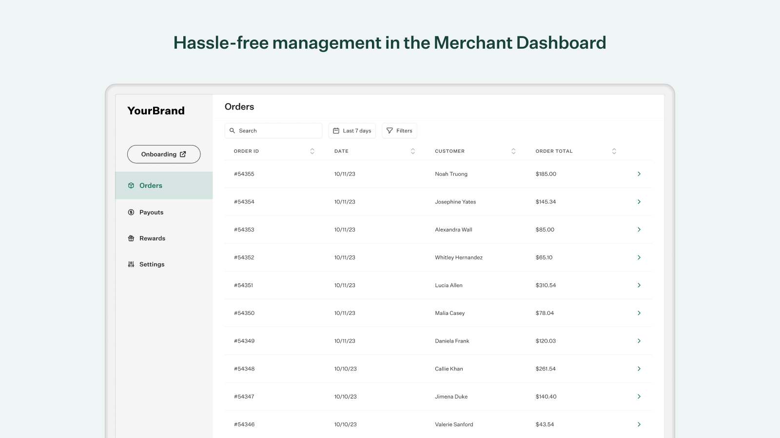 Hassle-free management in the Merchant Dashboard