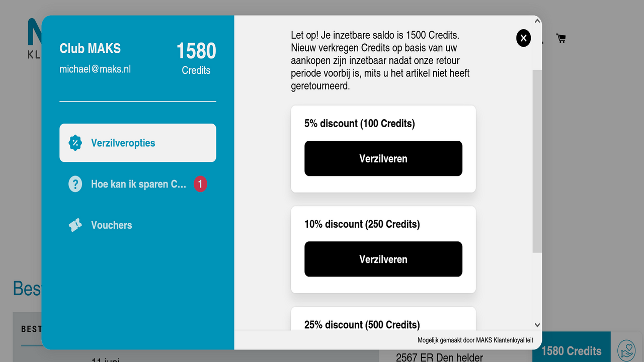 Menu - Verzilver opties