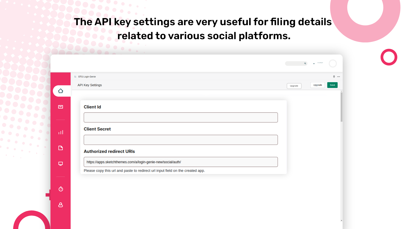 Tilpasset API-nøgle mulighed