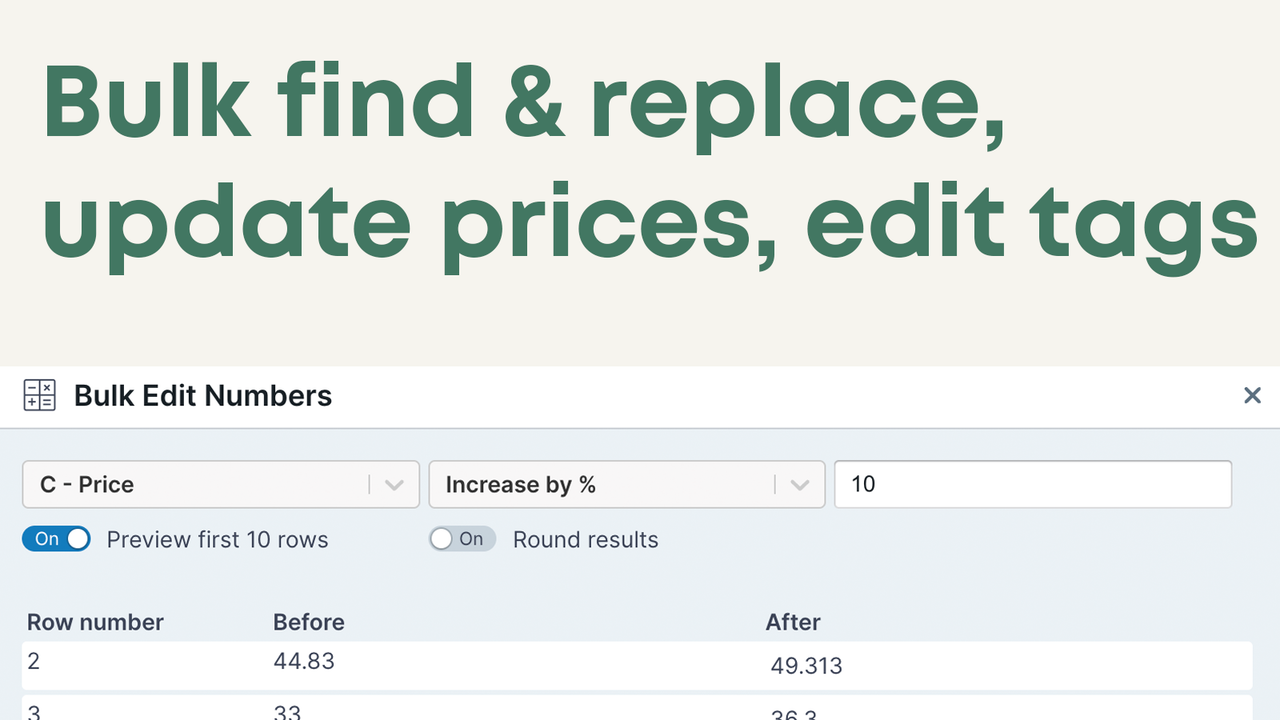 Trouver & remplacer en vrac, mettre à jour les prix, modifier les tags