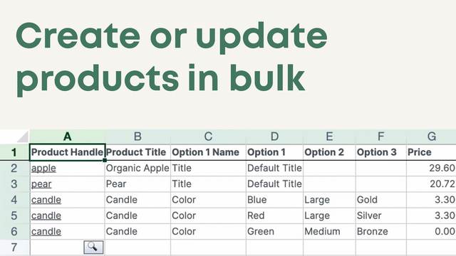 Creëer of update producten in bulk