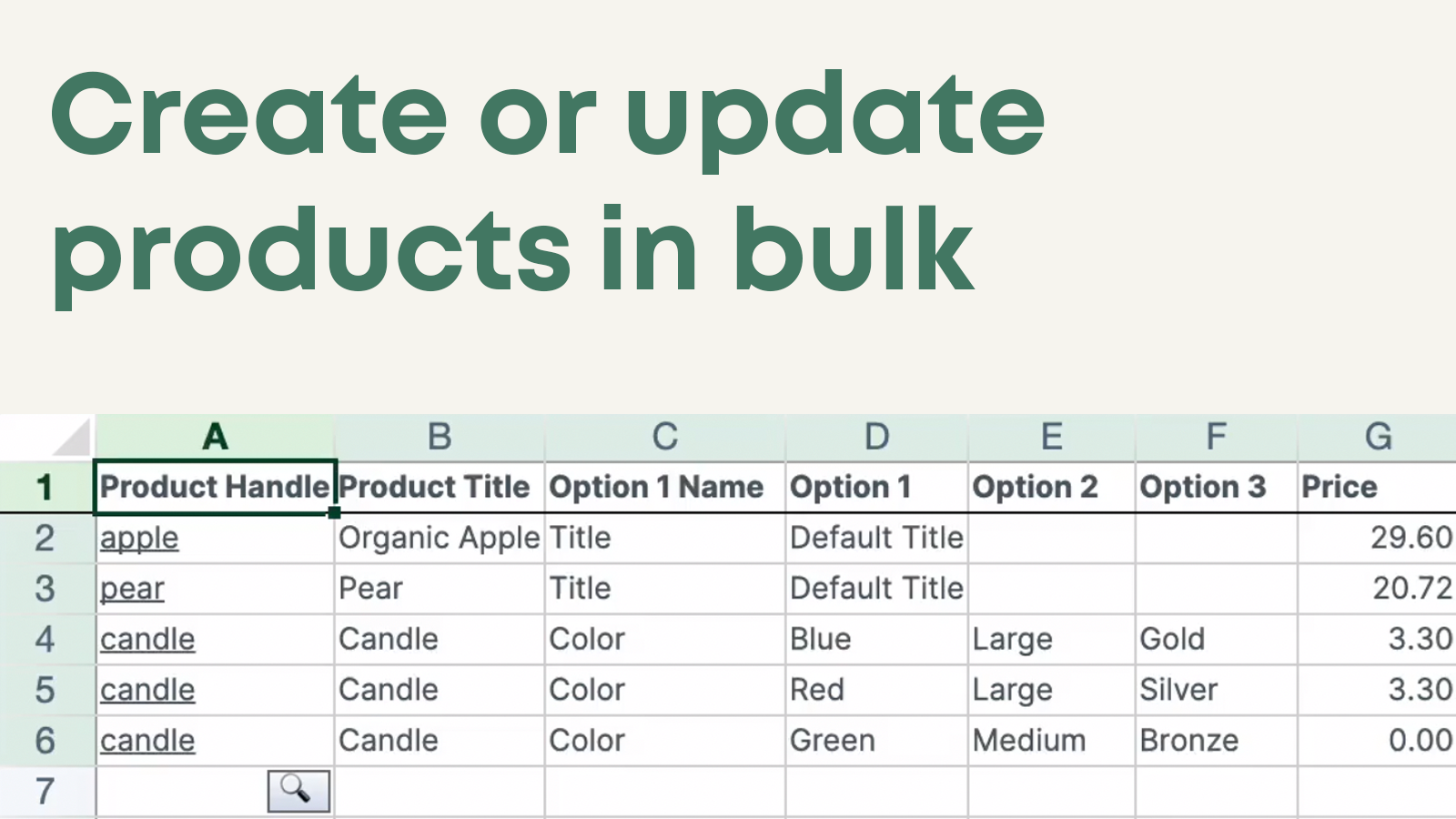 Skapa eller uppdatera produkter i bulk