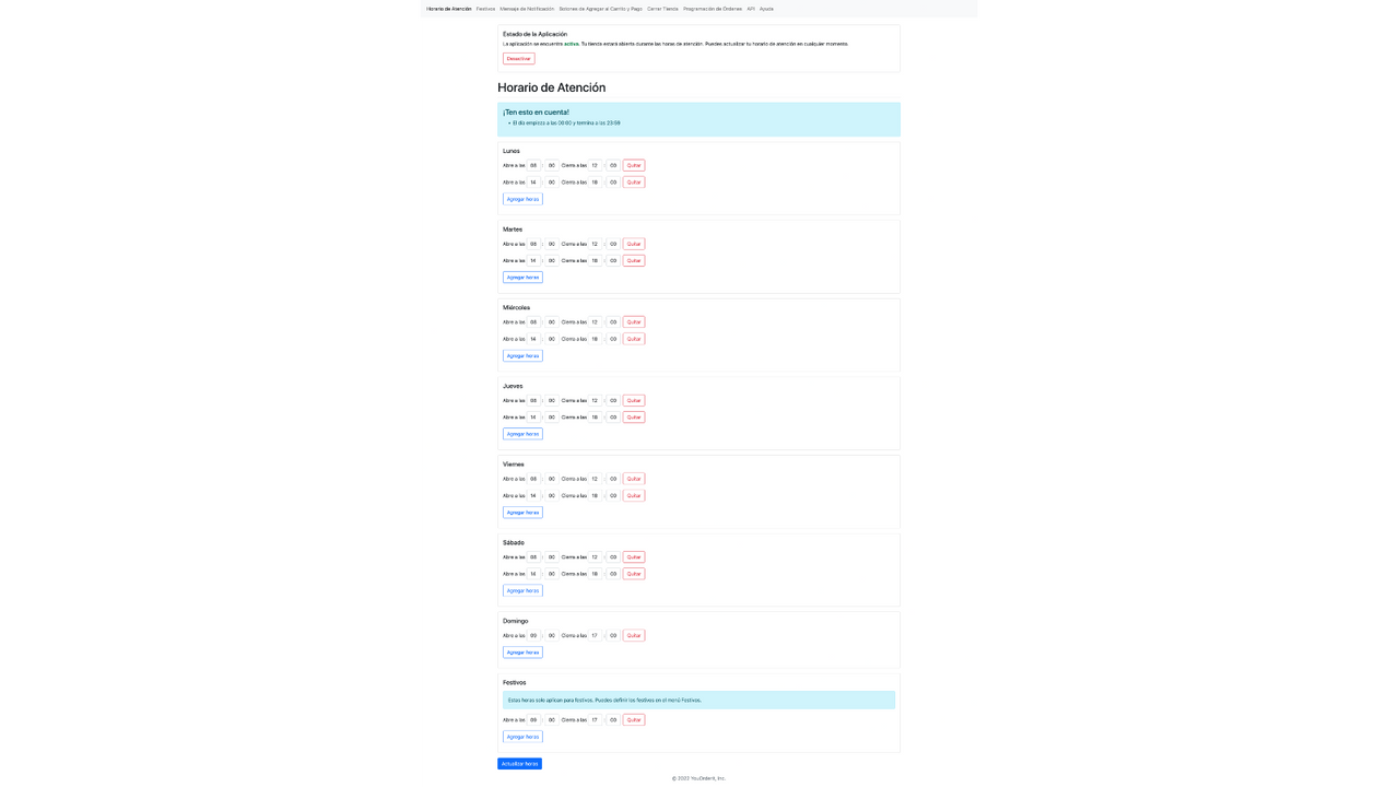 Gestiona el horario de tu tienda