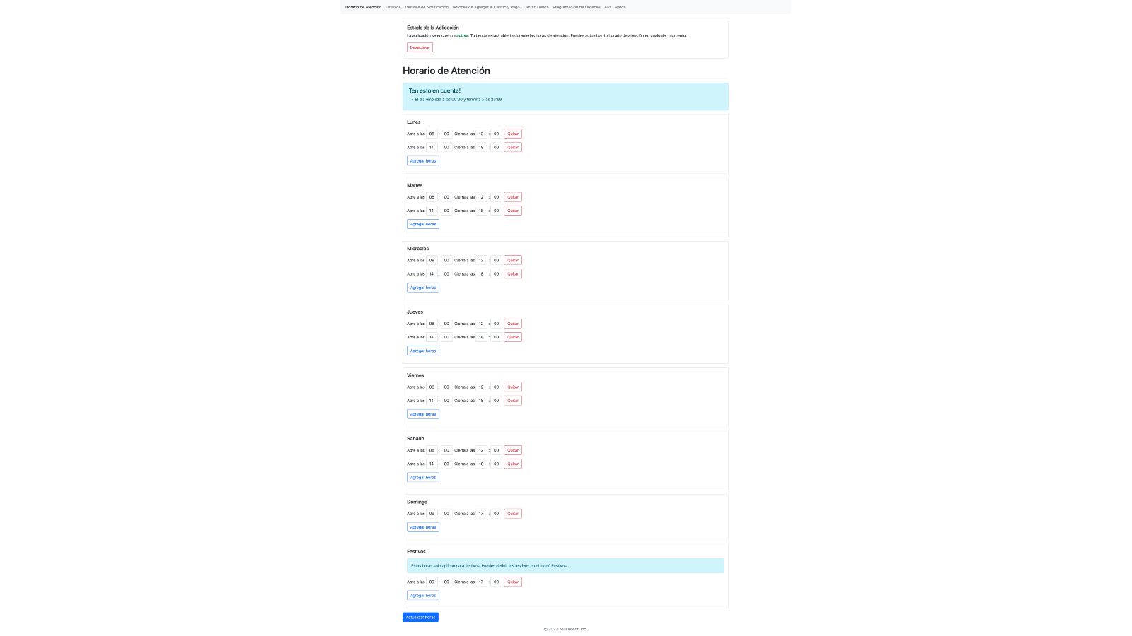 Gestiona el horario de tu tienda