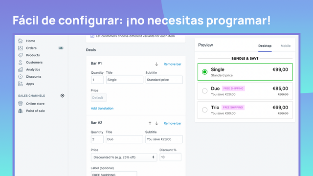 Fácil de configurar: ¡no necesitas programar!