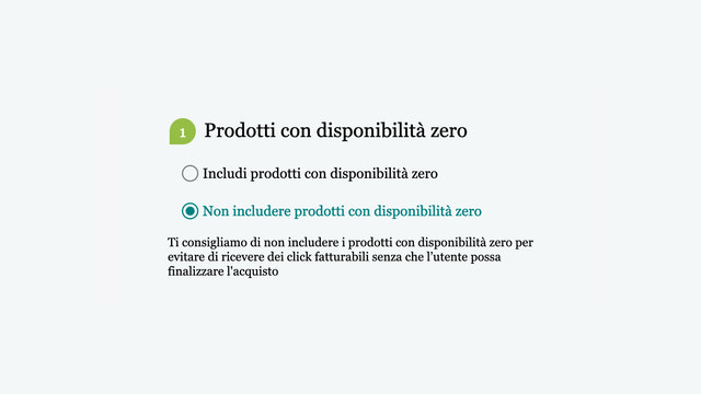 Escludi i prodotti con disponibilità zero