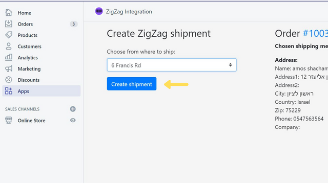 Envie uma nova remessa para os sistemas ZigZag