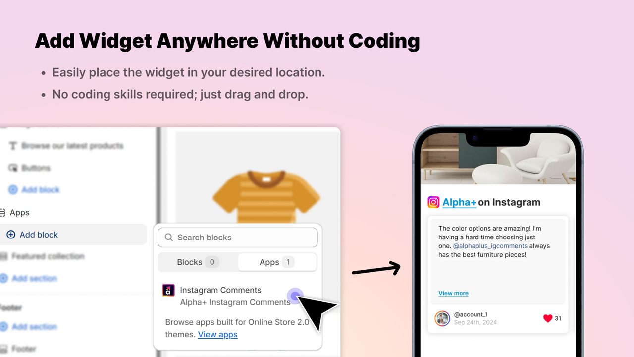 Add Widget Anywhere Without Coding