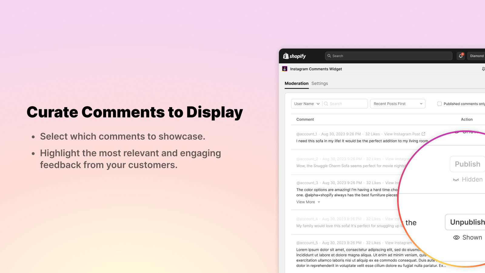 Curate Comments to Display