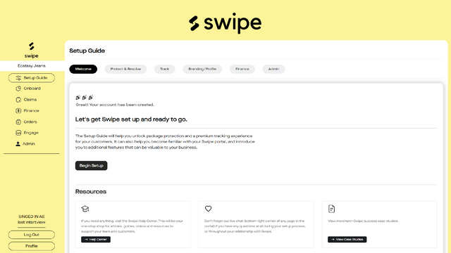 swipe set-up gids