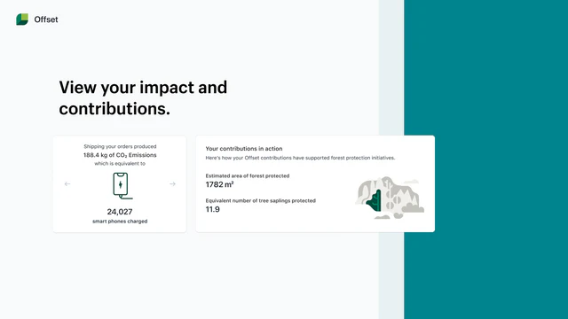 Your dashboard shows the environmental impact your offsets have.