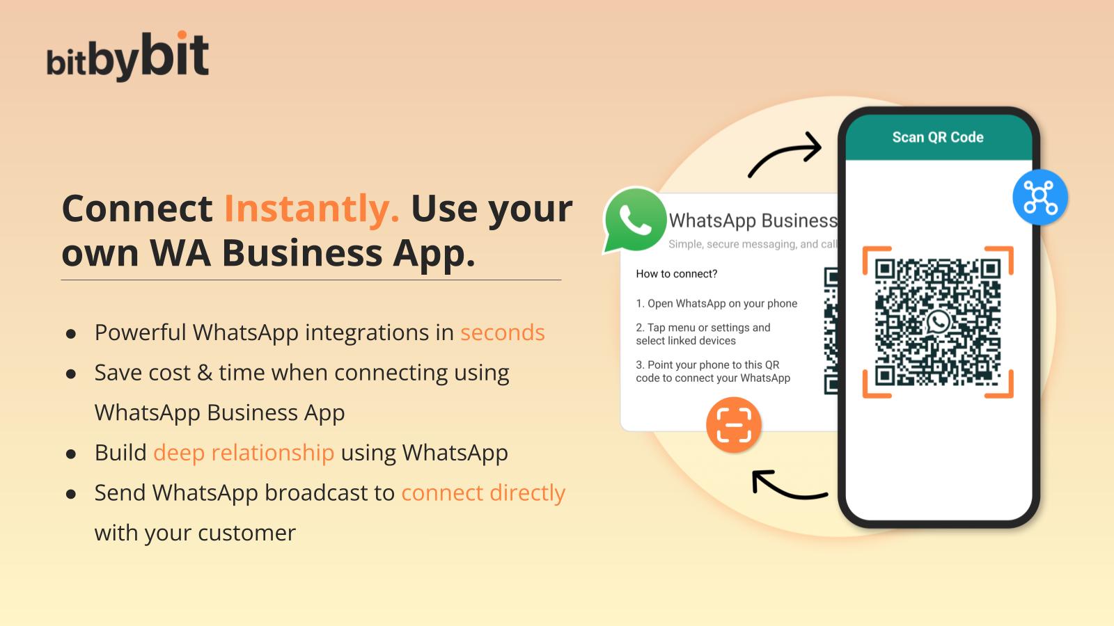 Conecte-se Instantaneamente. Use seu próprio App WA Business