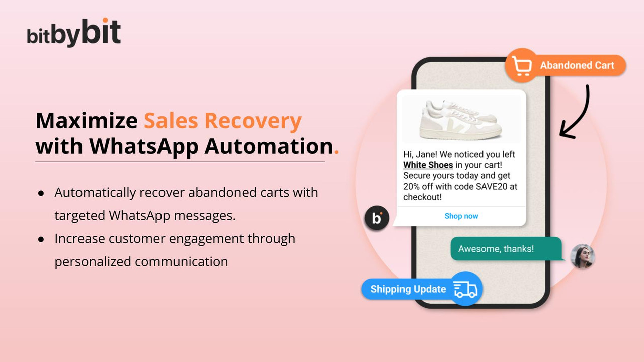 bitCRM Whatsapp-automation för shopify. Övergiven varukorg