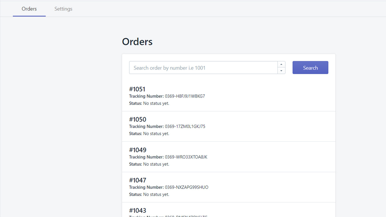 Shows the list of all orders created for Entrego