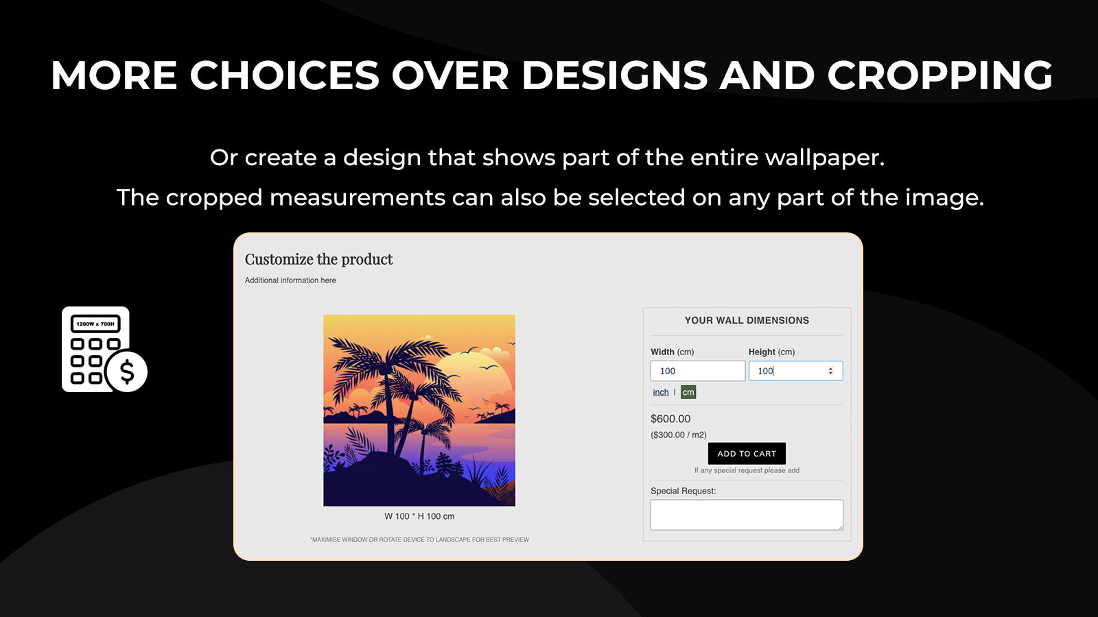 Price Calculator and Visualizer for Custom Products 