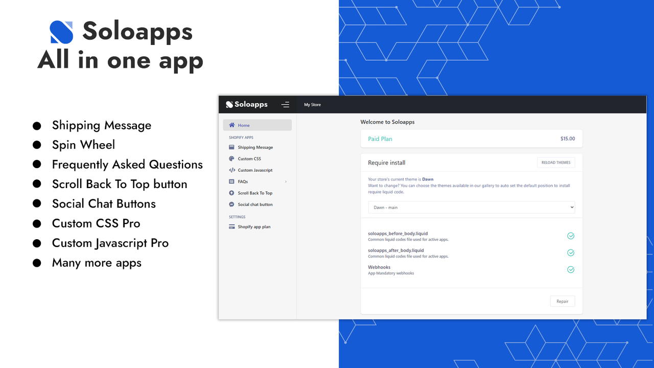 Soloapps - Todas las aplicaciones en una para Shopify
