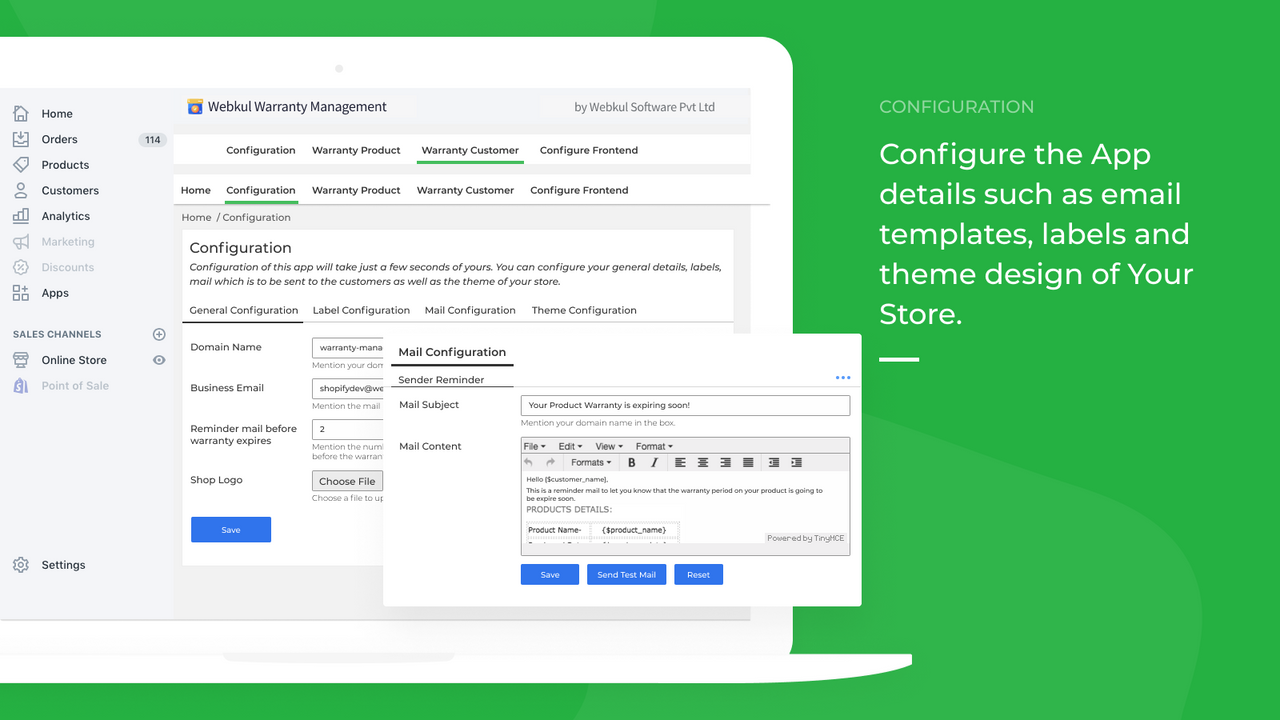 warranty mail configuration