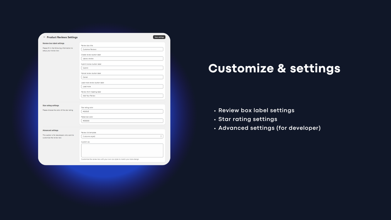 Customize & settings