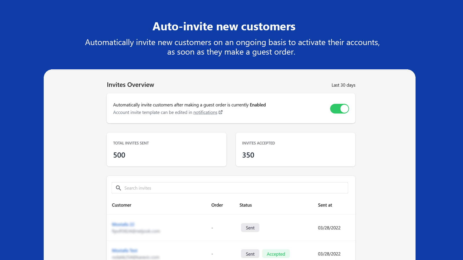 Automatically invite new customers 