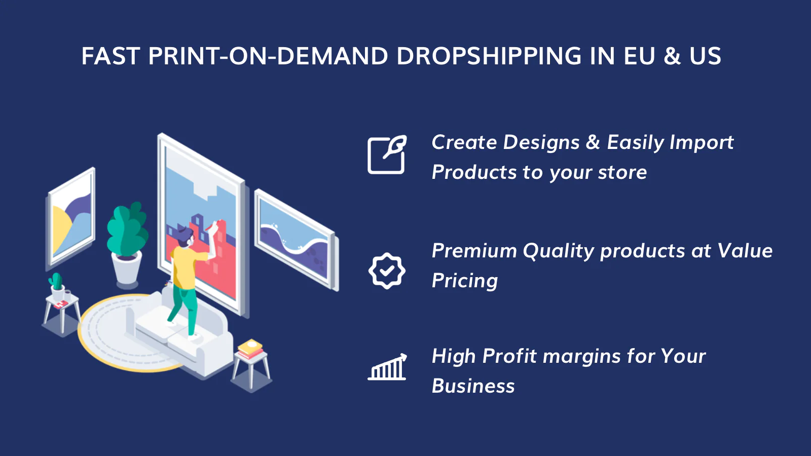 Hurtig print-on-demand dropshipping i EU & US