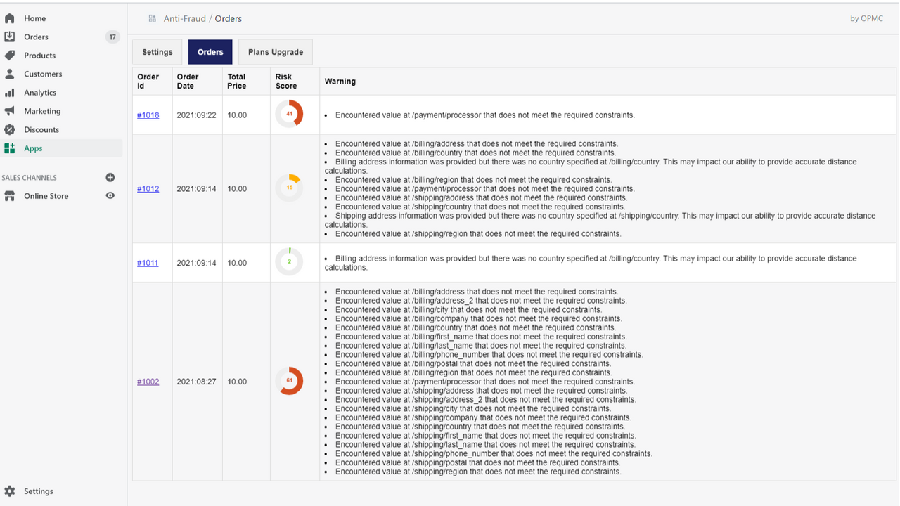 FraudStar orders evaluation 