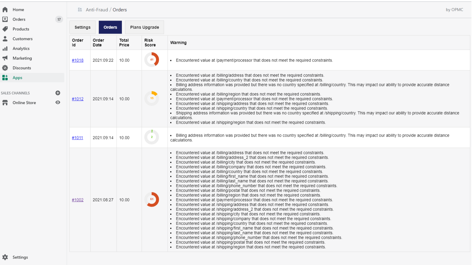 FraudStar orders evaluation 