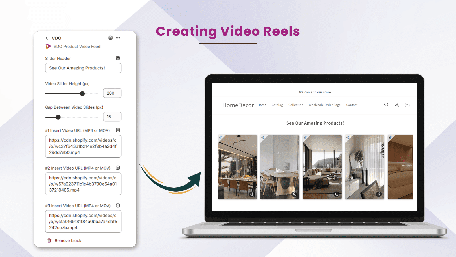 VDO Product Video Feed Screenshot