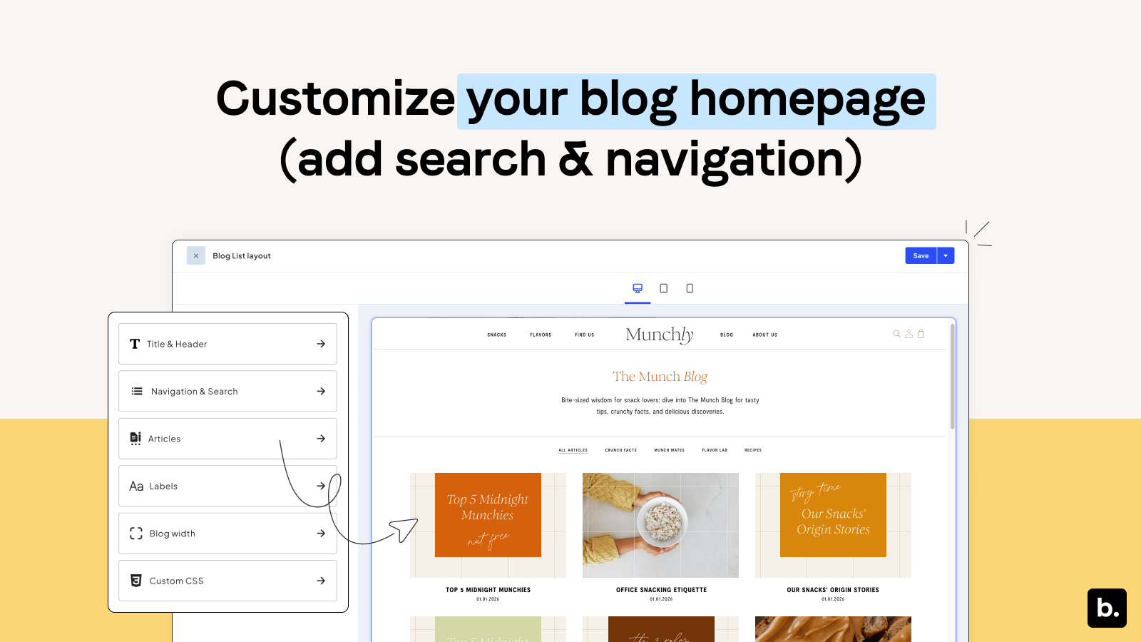 Customize your blog homepage