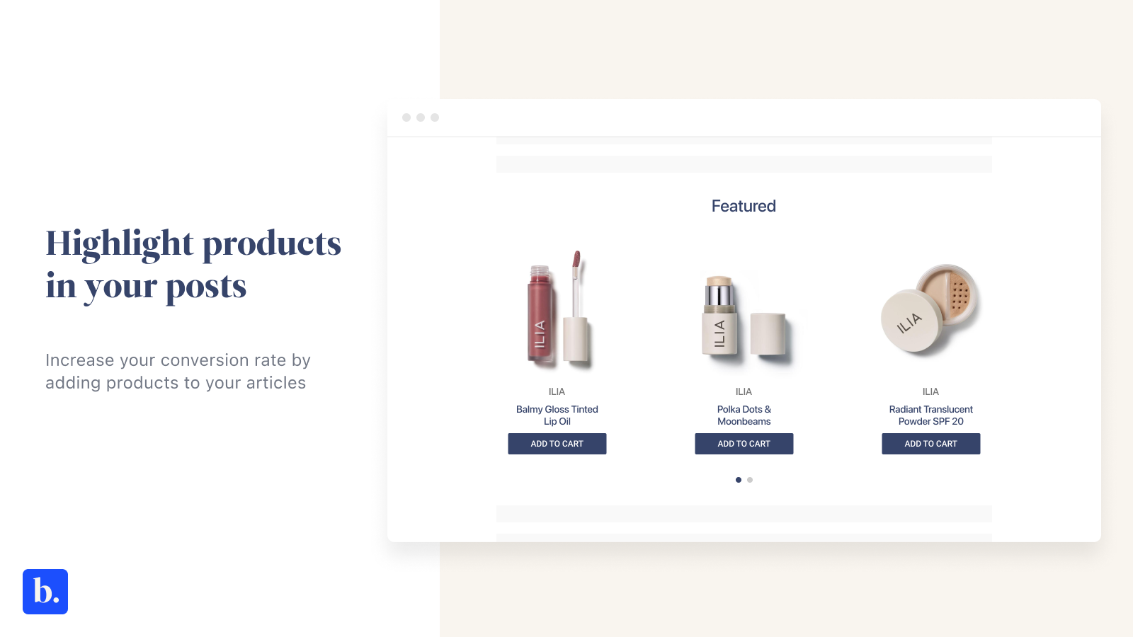 Products in blog posts