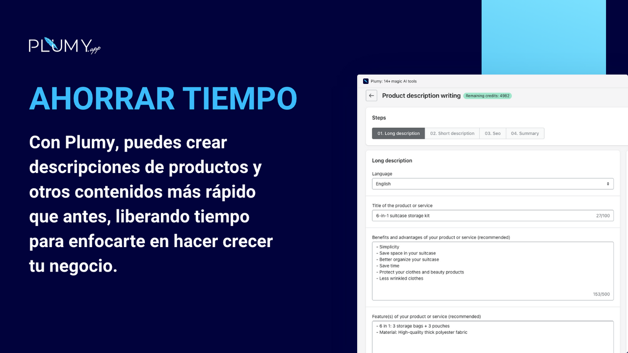 Crea descripciones de productos y otro contenido más rápido