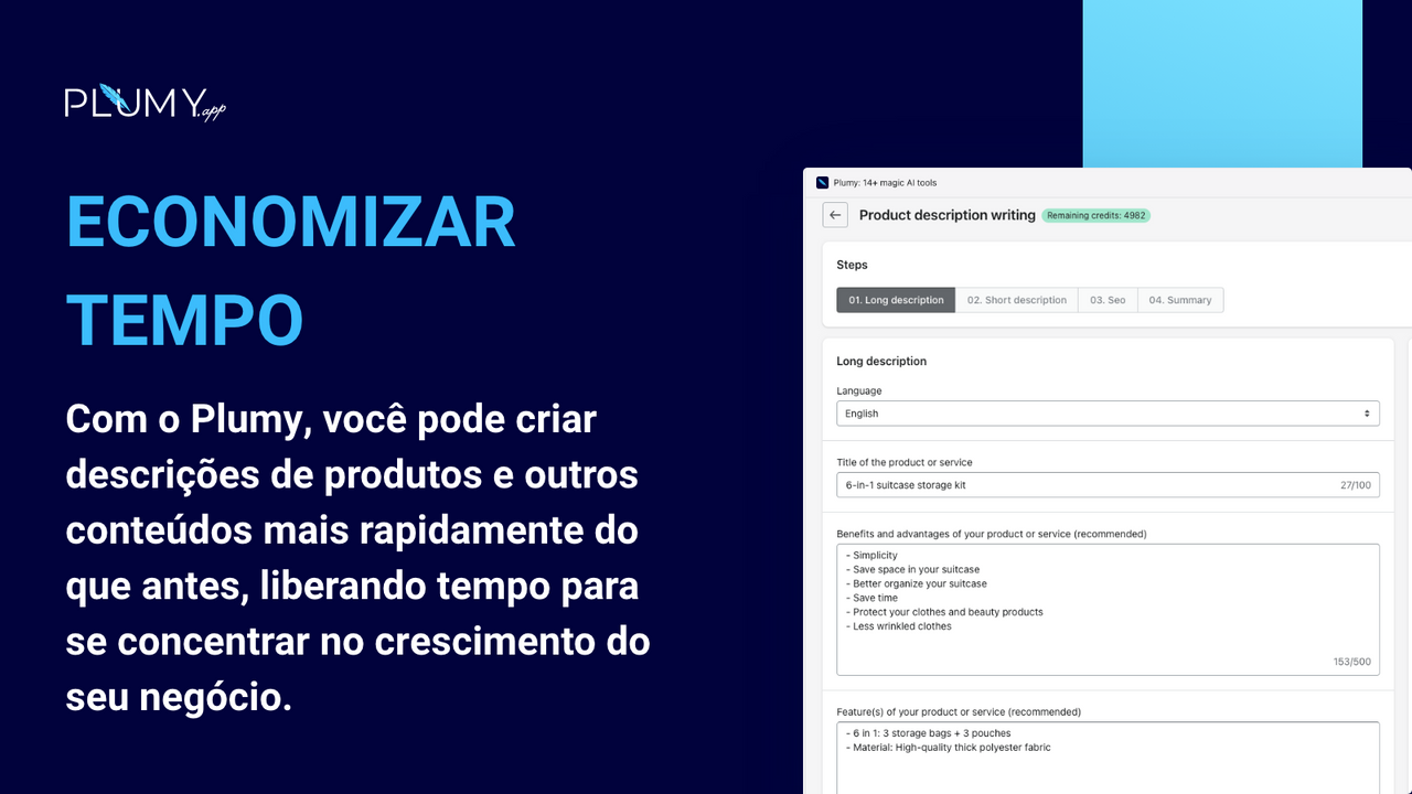 Crie descrições de produtos e outros conteúdos 15 vezes mais ráp