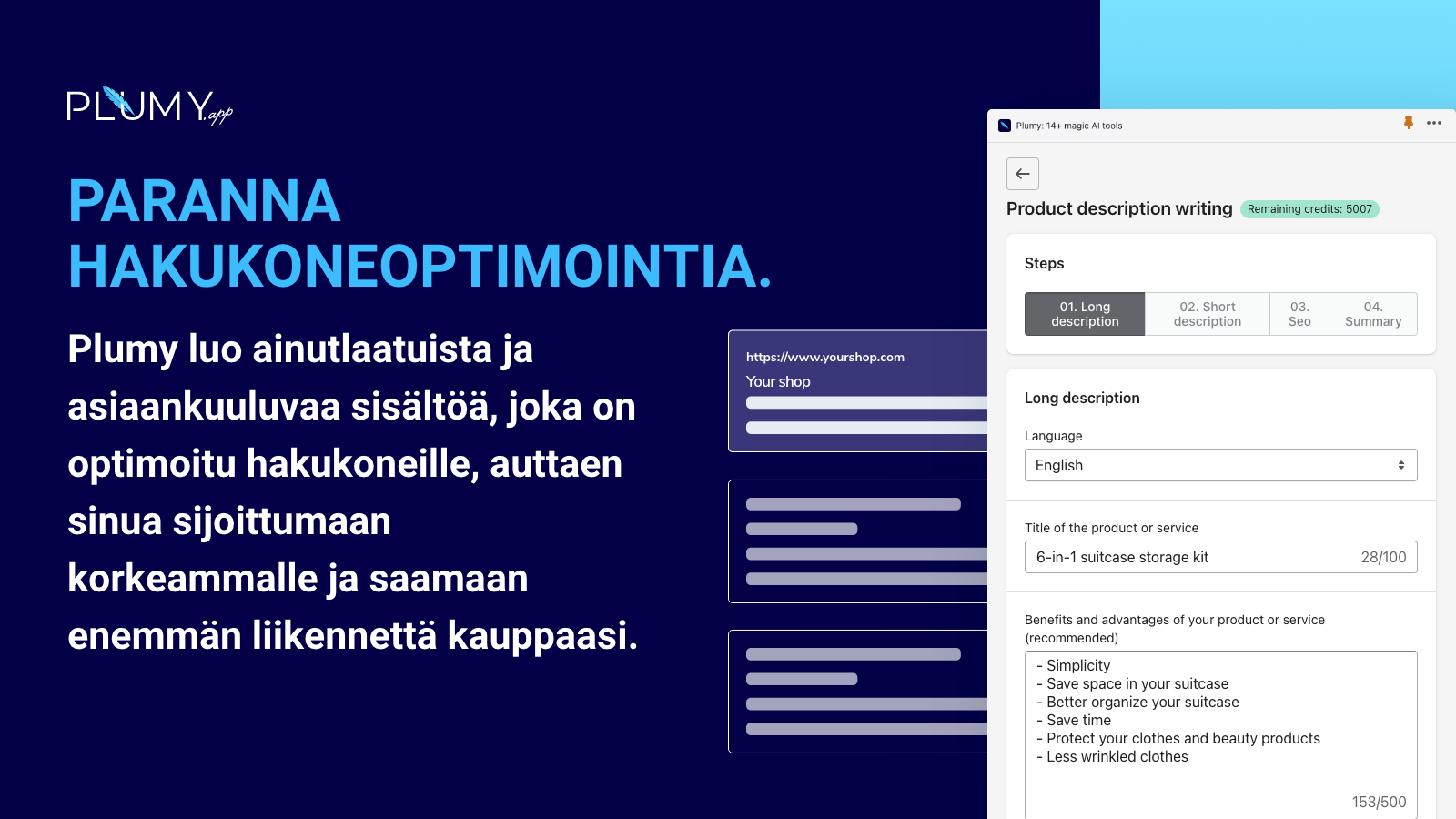 Luo sisältöä, joka on optimoitu hakukoneille (SEO).