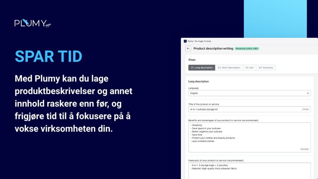 Lag produktbeskrivelser og annet innhold 15 ganger raskere.