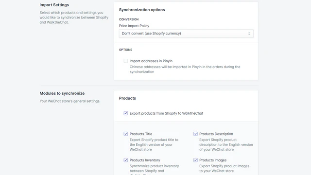 Configuraciones de Shopify