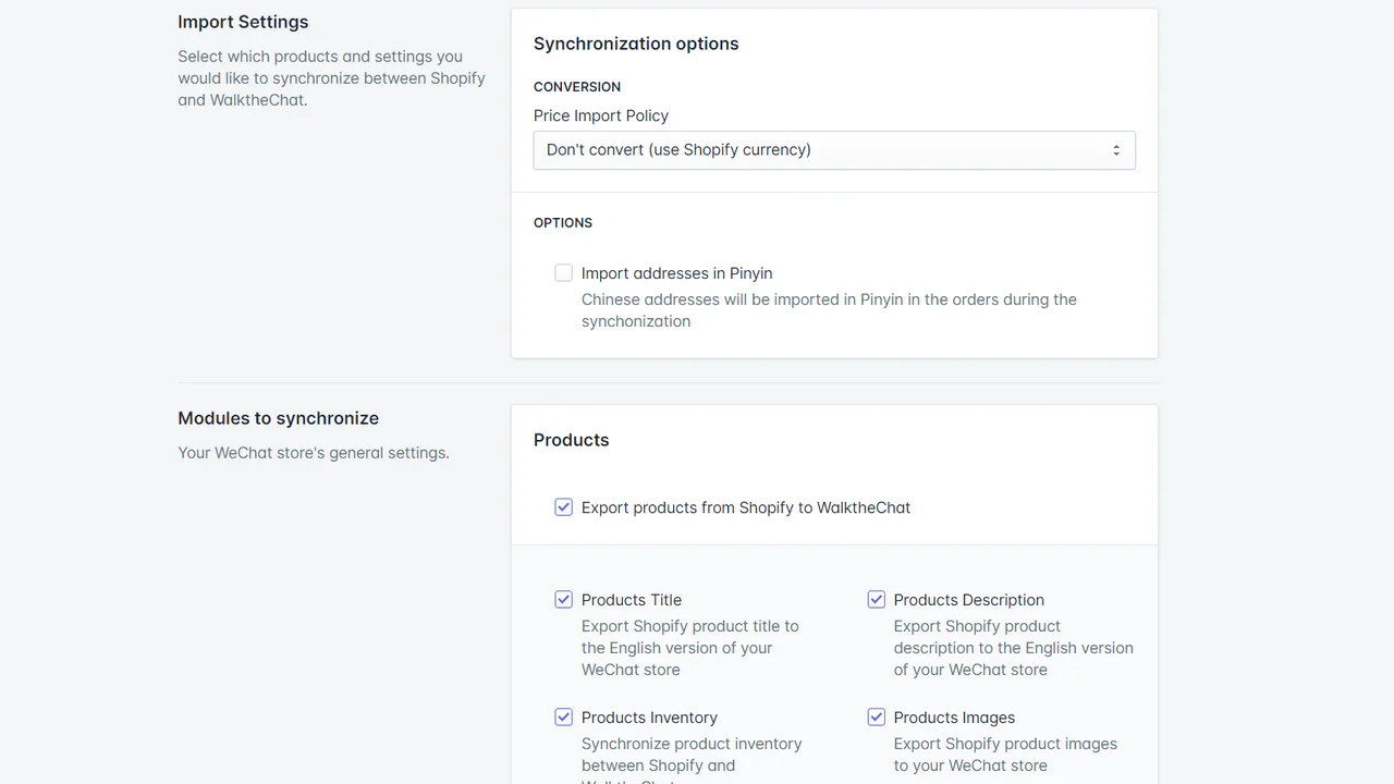 Configuraciones de Shopify