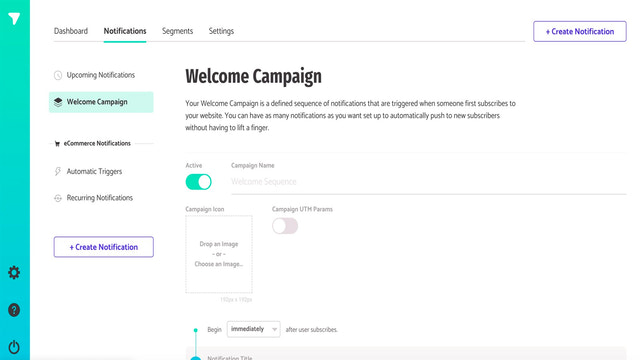 Automatically set up welcome pushes to engage your subscribers