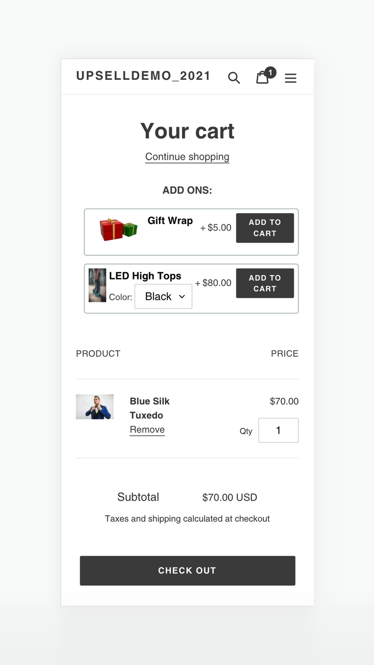 Upsell Product Add‑Ons • SG Screenshot