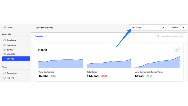 Main analytics screen