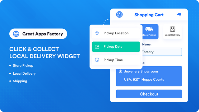 Widget exibido na página do carrinho para opção de entrega e envio