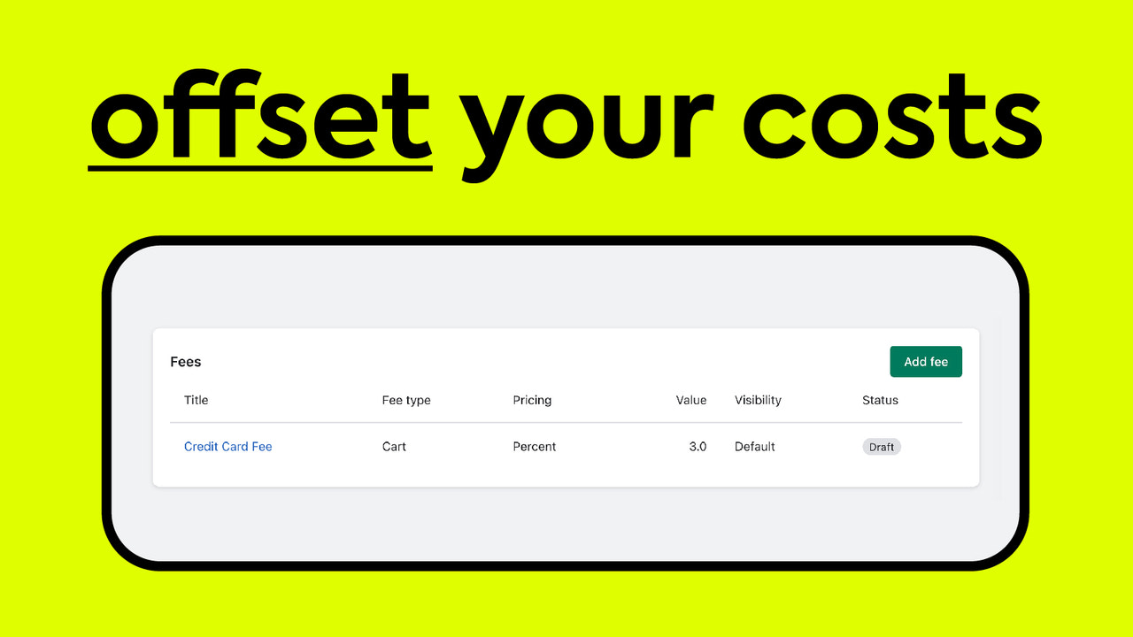 Offset costs - add product fees and surcharges to Shopify cart