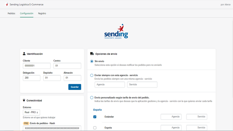 Sending Logística E‑Commerce Screenshot