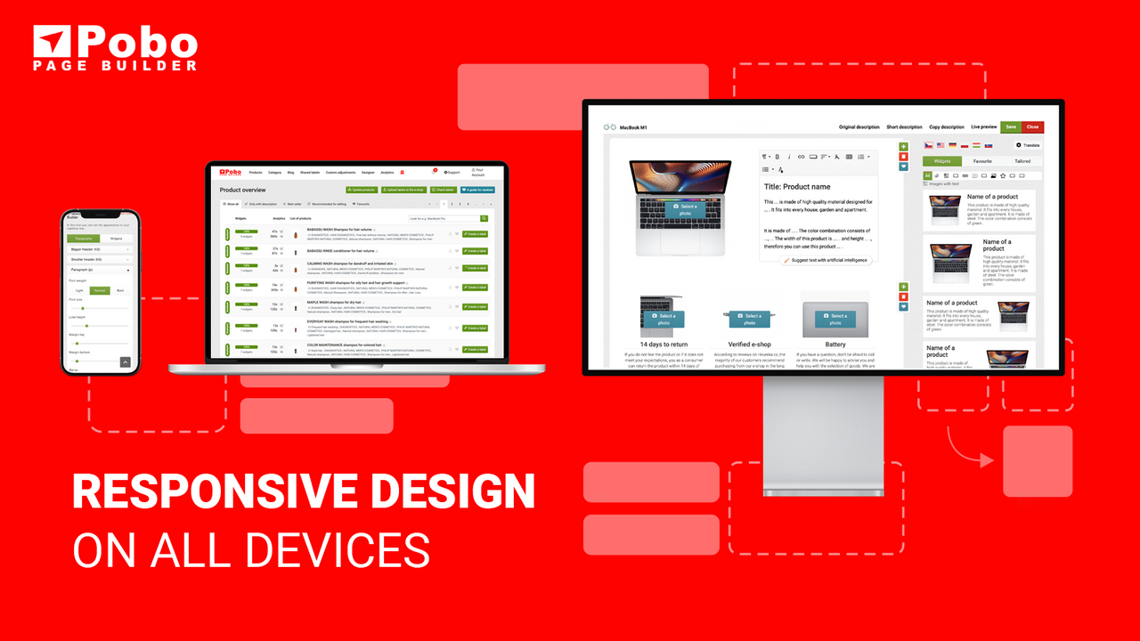 Responsive design on all devices and SEO loading speed