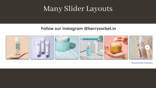 Esempio di layout di Instagram Slider