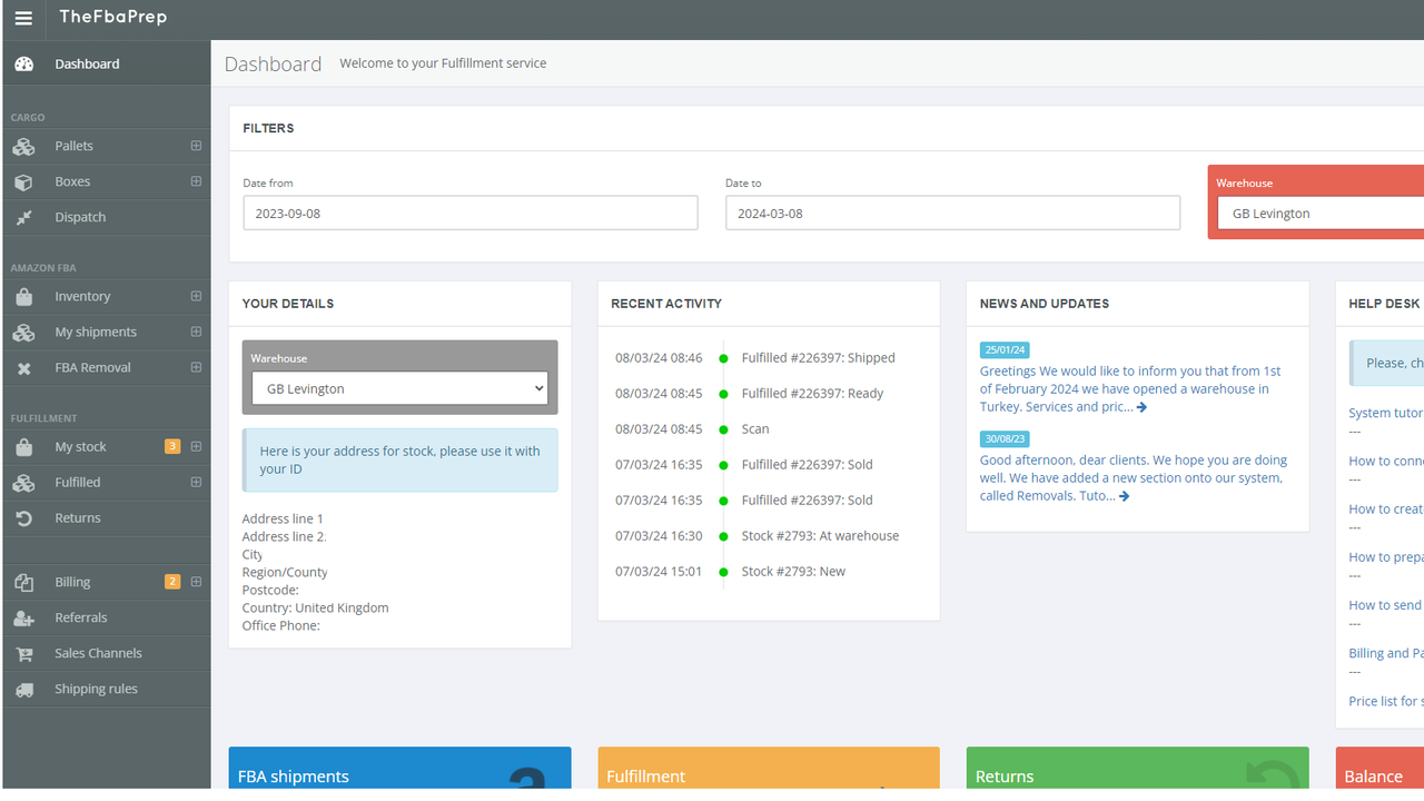 fulfilment dashboard