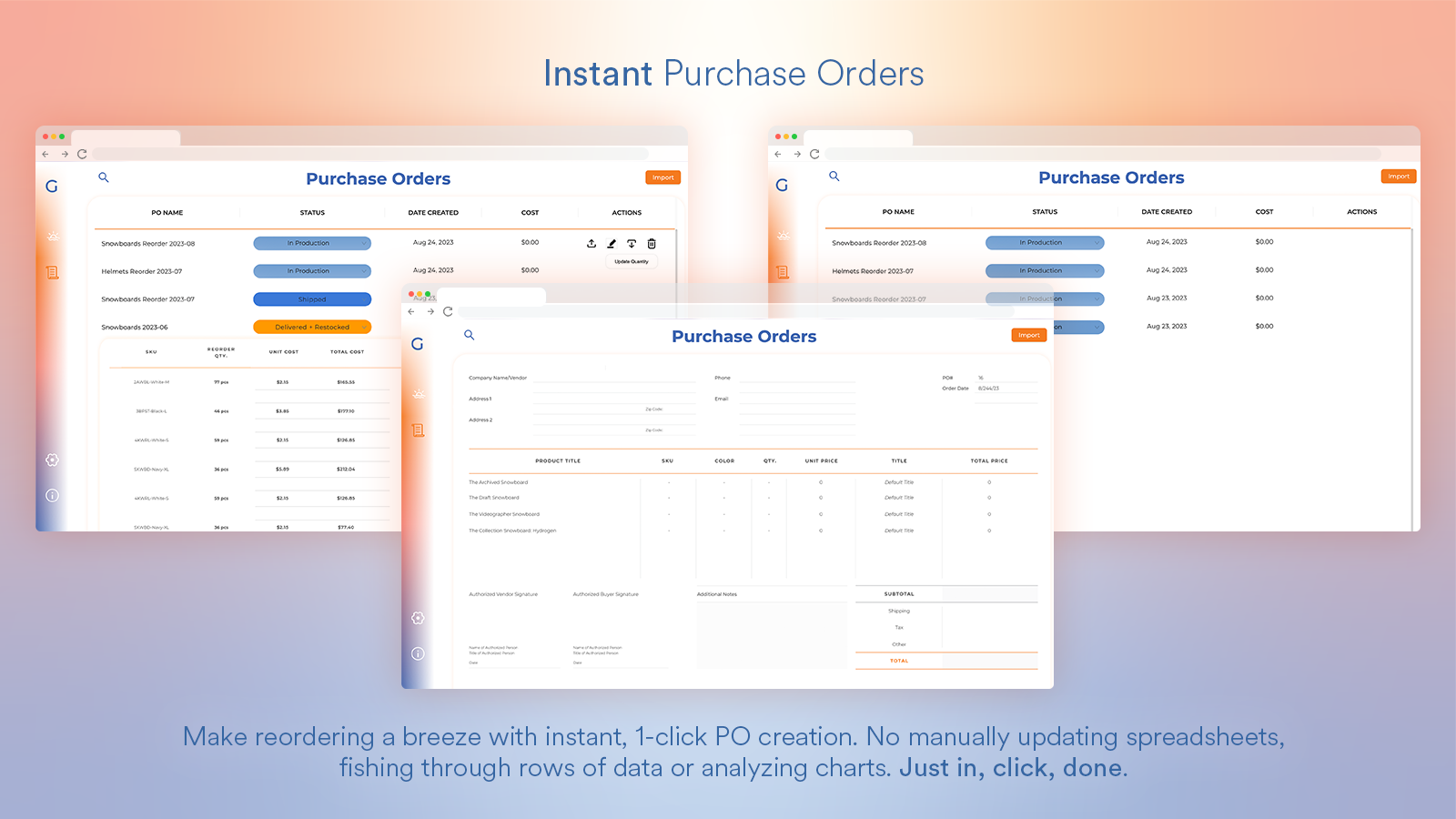 Godfrey Inventory Forecasts Screenshot