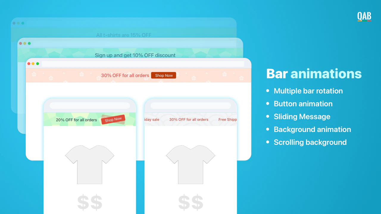 Shopify App, Quick Announcement Bar by Hextom, Meddelelse