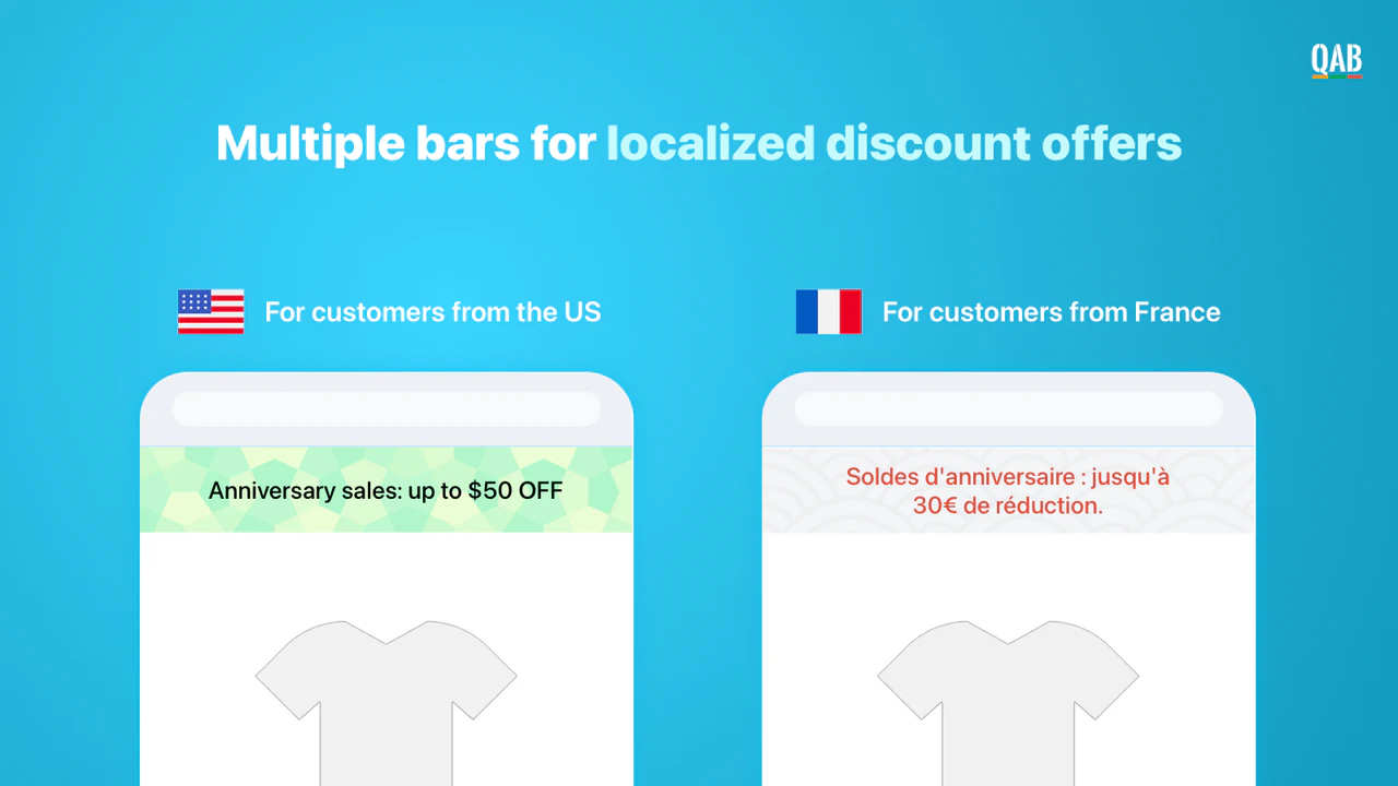 Shopify App, Quick Announcement Bar von Hextom, Benachrichtigung